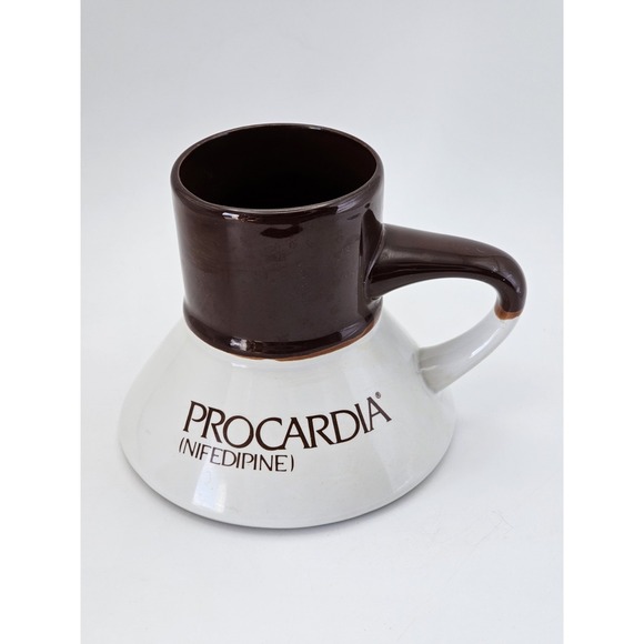Other - PROCARDIA NIFEDIPINE Pharmaceutical No Spill Coffee Mug Brown‎ White Desk Cup